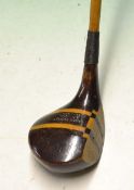 Fine Harry Cawsey Angsol Patent socket head brassie with "Tram Line" brass sole plate and 2x central