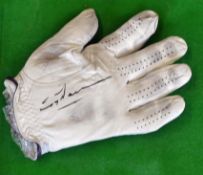 Greg Norman signed players worn golf glove – with the embroidered Shark motif - winner of 2 Open