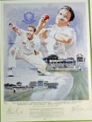 Allan Donald (South Africa) signed ltd ed coloured cricket print – montage of Donald in action