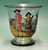 Scarce Vic Scottish handmade amber glass vase with hand painted golfing scene - of the "The