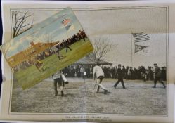 Harry Vardon in America c1900. Rare Harry Vardon USA colour golfing postcard - titled "The