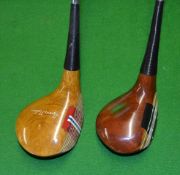 2x MacGregor light stained persimmon woods to incl Byron Nelson signature model 232w 3 wood and