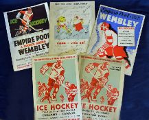 1930s Wembley Ice hockey programmes to incl England v Canada ` 35 (third and final test), 3x Wembley