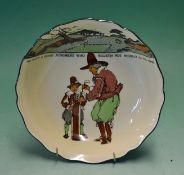 Royal Doulton golfing series ware fruit bowl – wavy rim decorated with Crombie style golfing figures