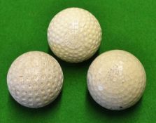 3x various early rubber core golf balls to incl "The Chick" US Pat recessed ball, Pat App ` 99