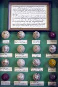 Interesting golf ball display – showing the development of the golf ball from an early wooden ball
