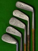 Fine half set of playable ladies irons and putter - incl Hendry & Bishop cleek, a Thornton` s deep