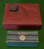 2x Dunlop Lattice golf ball boxes – to incl Christmas wrapped Goblin box for 3 c/w hinged lid and