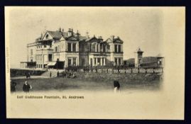 Tom Morris St Andrews golfing postcard – titled "Golf Clubhouse Fountain, St Andrews" featuring