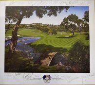 1997 Ryder Cup Valderrama Signed Team Colour Print. Baxter, Graeme – signed "4TH GREEN - VALDERRAMA"