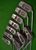 Rare set of Prime Golf Co Cambridge UK unusual set of large rectangular cavity back shaped irons –