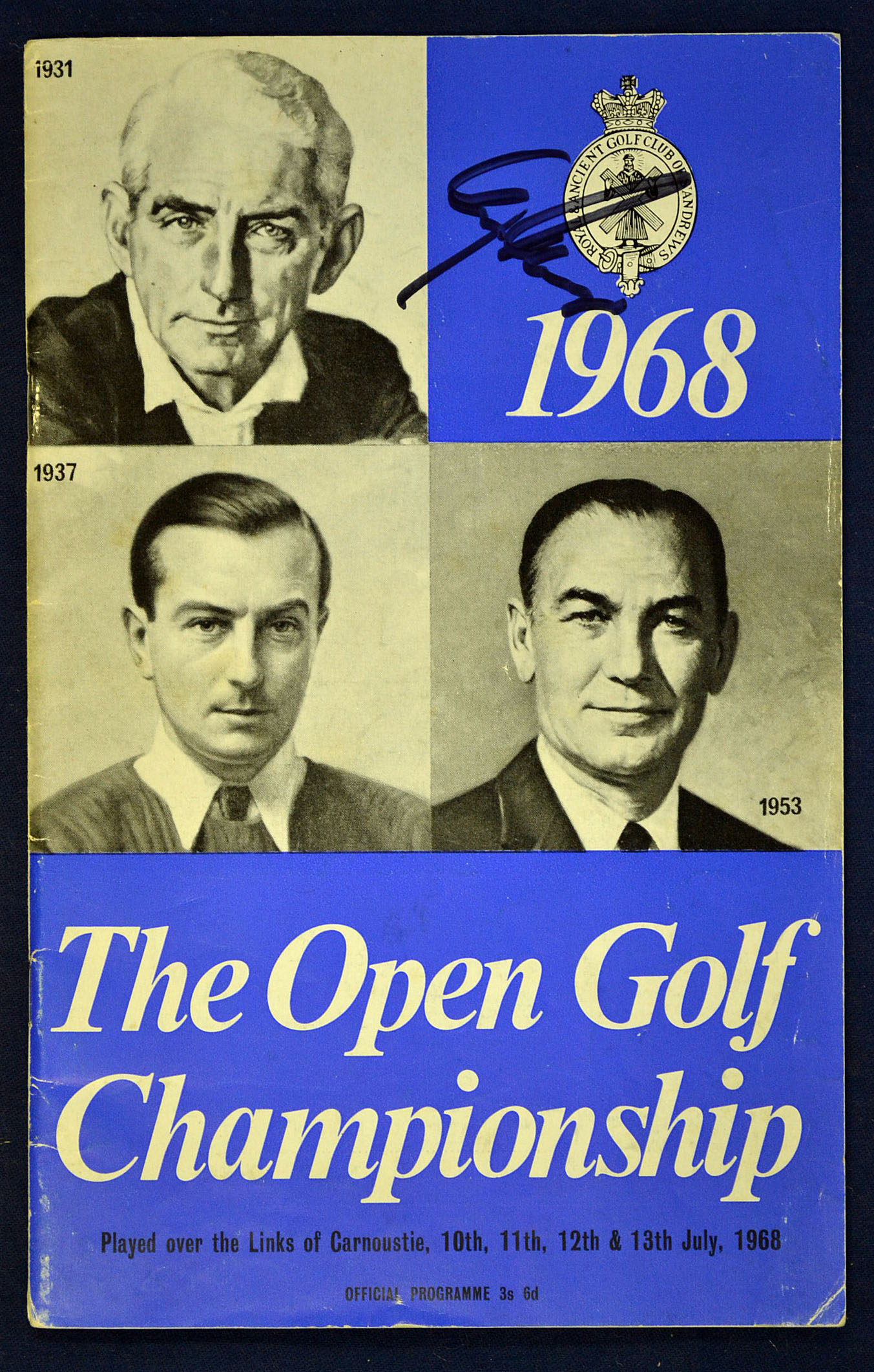 1968 Open Golf Championship official programme signed by the winner Gary Player – played at