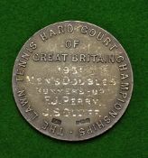 Fred Perry Tennis Tournament silver medal – 1931 Bournemouth Lawn Tennis Hard Court Championships of