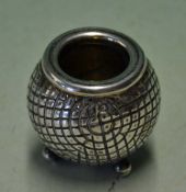 Victorian silver plated square mesh golf ball match stick holder and striker mounted on 3x golf ball