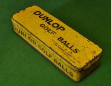 Dunlop Rubber Co "Dunlop Golf Balls" golf ball tin box – for 12 lattice golf balls – yellow tin c/