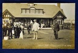 Interesting Silloth golfing match post card – titled – "Haskins v Scott. One armed match. Silloth,