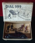 Rare Crescent Toys Dial 999 Set: To consist of Police Car 2 Policemen 1 with Police Dog and 2