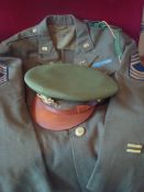 WW2 US Uniform: Complete uniform to include Jacket having insignia 40ins chest, Trousers 36ins waist