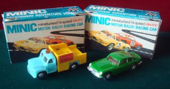 Pair Triang Minic Motorway Cars: To include M1581 Aston Martin DB6 Coupe together with M1565