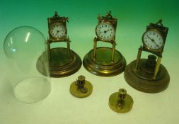 Three Anniversary/Dome Clocks: All needing attention only having 1 Glass dome (3) (1 box)