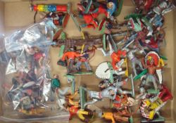 Small Selection of Britain Metal Cowboy and Indian Figures: To consist of 3 Cowboys on Horseback,