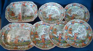 Victorian Japanese Design Dinner Set: Comprising of Plates, Serving Plates, Tureens, Bowls, no