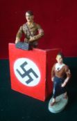 Rare Elastolin Adolf Hitler composition figure in the Nazi salute pose: Having the wooden podium