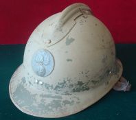 WW2 French Adrian Helmet: Good example with RF Badge to front complete with Liner and Strap (