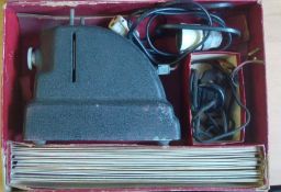 Mini Cine Projector Set: Early example of this toy in original box (but damaged) with 18 Slides (