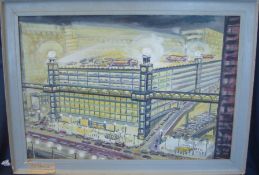 1966 Futuristic Artist Impression of Paddington Station 2000AD: In Watercolour medium by Norman Hall