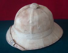 WW2 German Pith Helmet: Good 1st Type used original example (lacking Badges) complete with Liner and