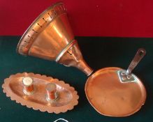 Selection of Copper Items: To include Eclipse Funnel/Tondish 22cm Diameter, Handled Dish 19cm