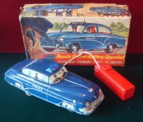 Tin Plate Remote Control Police Car: Made by Welsotoys good clean example in working order having