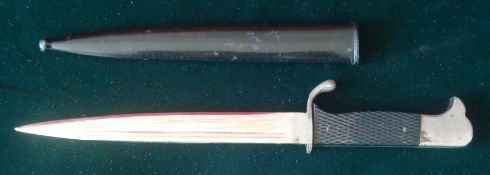 German Miniature Bayonet/Boot Knife: Having a 14cm Blade Chequered Handle complete with Scabbard