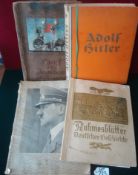 Selection of WW2 German Propaganda Books: To include Ruhmesblatter Deutscher Geschichte sticker