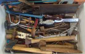 Large Collection of Tools: To include Saws, Chisels, Hammers, Screwdrivers, Mallets, Brace and