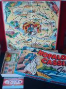 1950s Milton Bradley Hopalong Cassidy Game: Board game with 8 metal playing pieces, money and