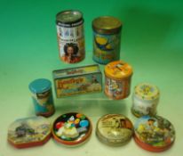 Selection of Lithographic Printed Advertising Tins: To include Clowns, Trains, Sea Side Children