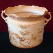 Early 20th Century Crown Ducal Planters: Blush Ivory with one Having Pheasants 21cm high and the