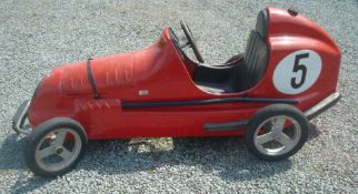 1950/60s Vanwall Style Racing Pedal car: Large Scale racing Car with Blow up Tyres, Padded Seat,