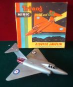 Triang Minic No.M 102 Gloster Javelin: Plastic Jet Aircraft is grey, with friction drive to wheels