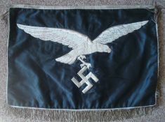 WW2 German Luftwaffe Trumpet Banner: High quality made Silk and Silver bullion Banner having