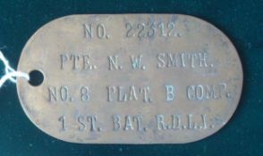 WW2 South African Royal Durban Light Infantry Killed in Action Bed Plate: To 22312 Pte Norman W