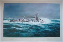 Signed Robert Taylor Military Print of Lord Mountbatten: This 1st Edition Print is titled HMS