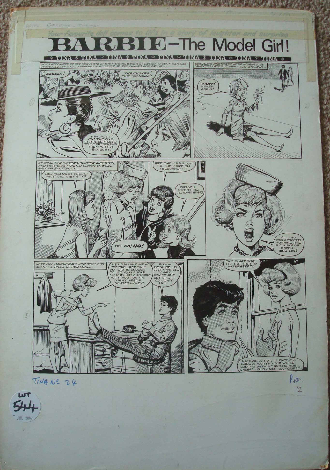 Original Hand Drawn Barbie Story Board Artwork: Original Pen & Ink by Graeme Thomas. For the Tina