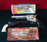 Three Cap Guns: To consist of Hubley 2 in 1 Pistol with interchangeable barrels in original box (