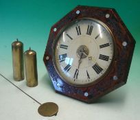 Octagonal Wall Clock: Chain driven with open pedallium and weights having carved surround with