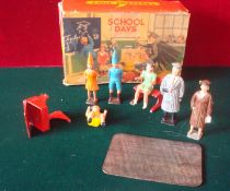 Crescent School Days Set: Comprising: 1 x Childrens Desk (broken Leg), Chair, Schoolmistress, 2 x