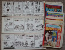 1974 World Cup Original Comic Strip Artwork from Shoot Magazine: Three original boards each having 4