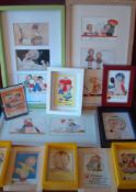 Selection of Mable Lucy Attwell Colour Postcards: Framed examples featuring Boy and Girls at Play